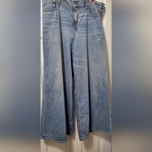American Eagle Outfitters Super High-Rise Ultra Wide Leg Light Blue Jeans